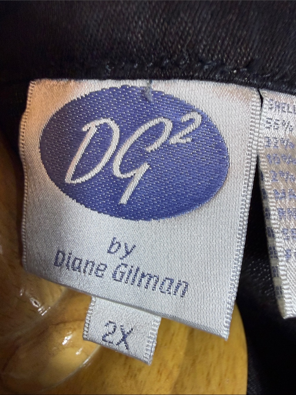 Vintage DG2 Diane Gilman Black Stretch Denim Rhinestone Blazer Jacket Sz 2X - Picture 8 of 10